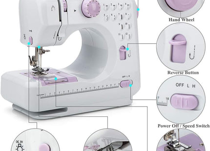 Astrowinter Mini Sewing Machine 12 Stitch Patterns & Extension Table – White