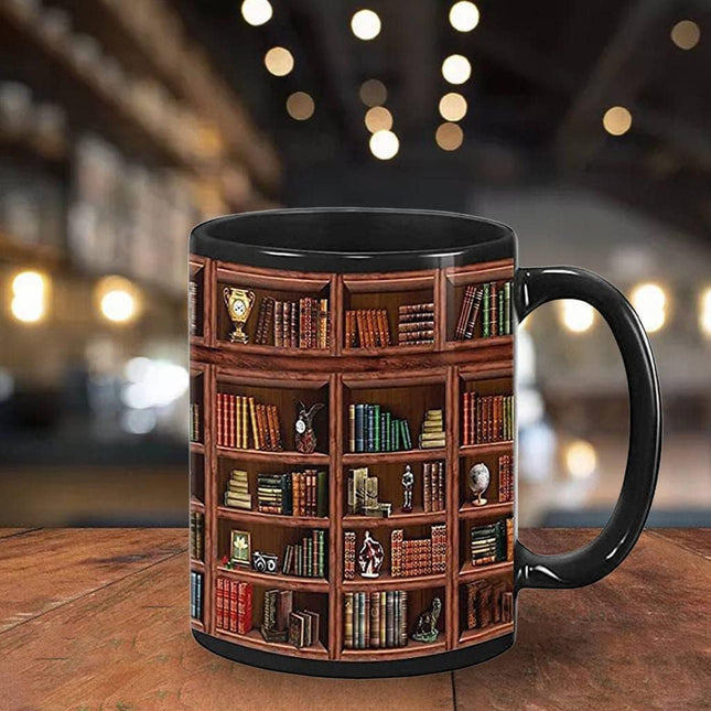 MERIGLARE C Handle Bookshelf Mug – 400ml Ceramic Black Coffee Cup