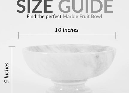 Radicaln Marble Fruit Bowl 10" – Handmade White Stone Serving Bowl