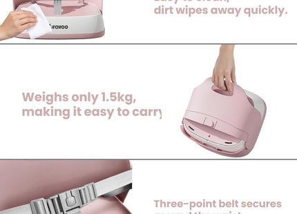 UBRAVOO Portable Booster Seat Pink – Travel Baby Dining Chair with Harness