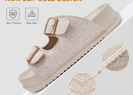 KuaiLu Women's Arch Support Double Buckle Sandals UK 5 – Ivory