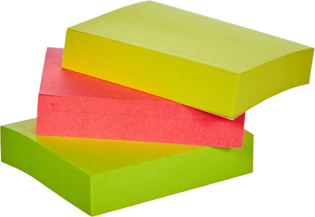 Post-it Notes – Assorted Neon Colours, 38mm x 51mm (3 Pads, 100 Sheets Each)
