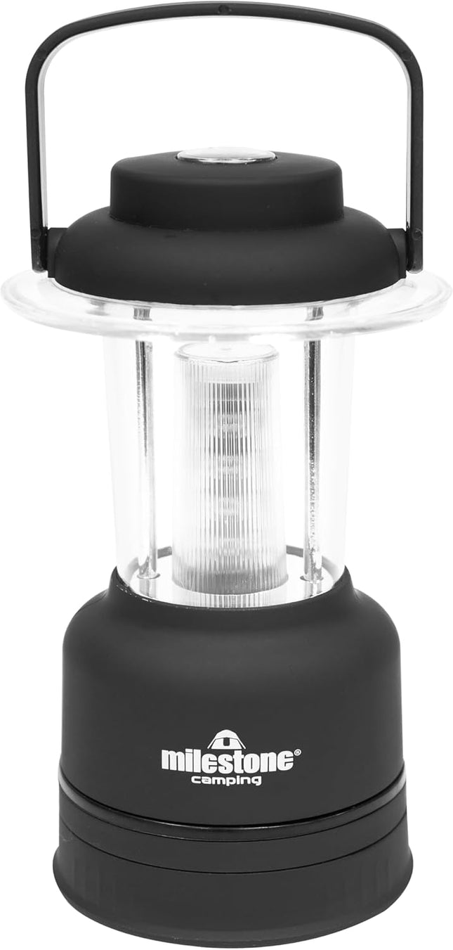 Milestone Camping 52560 12 LED Lantern with Compass & Dimmer – Black