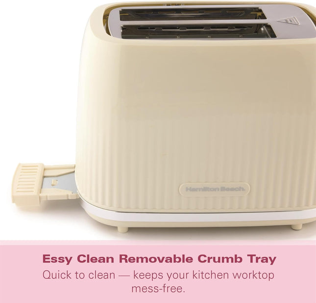 Hamilton Beach Miami 2 Slice Toaster 800W Wide Slots, Sand Beige - HB1420S