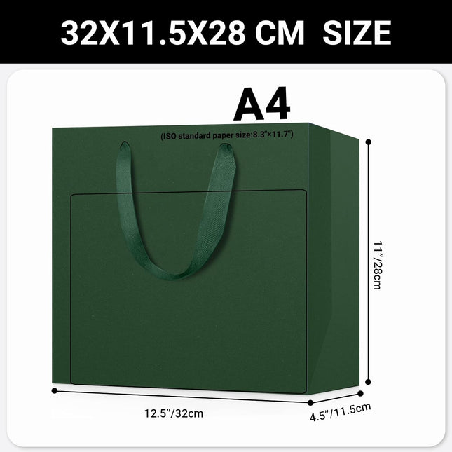 EUSOAR Large Dark Green Gift Bags with Fabric Handles – 10 Pack