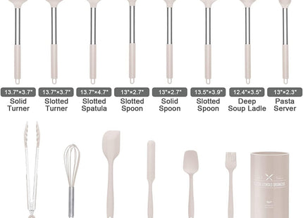 LVEON 15 Pieces Silicone Kitchen Utensils Set, Heat Resistant with Stainless Steel Handle