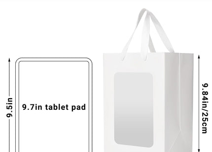 EUSOAR White Gift Bags with Clear Window 18 x 13 x 25cm – 10 Pack