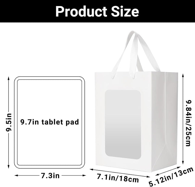 EUSOAR White Gift Bags with Clear Window 18 x 13 x 25cm – 10 Pack