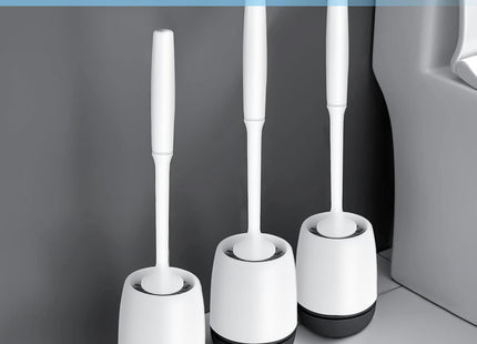 MEKEET Silicone Toilet Brush & Holder Set with Soft Bristle Brush – Black/White