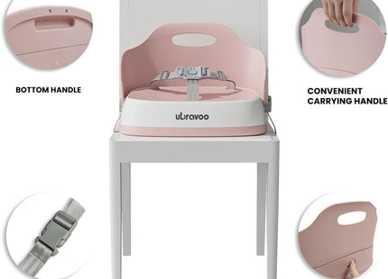 UBRAVOO Portable Booster Seat Pink – Travel Baby Dining Chair with Harness