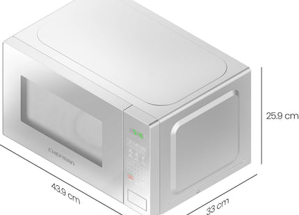Chefman 20L 800W Microwave Oven with Mirror Finish – Digital Controls