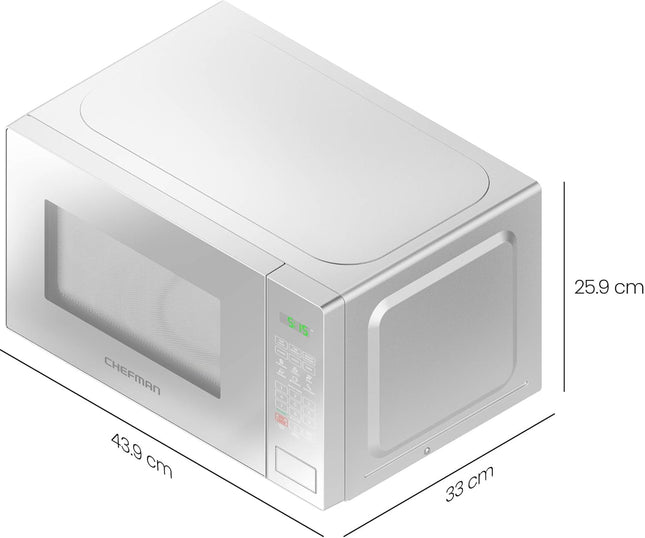 Chefman 20L 800W Microwave Oven with Mirror Finish – Digital Controls