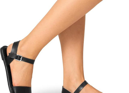 DREAM PAIRS Women's Open Toe Flat Sandals UK Size 7 – All Black