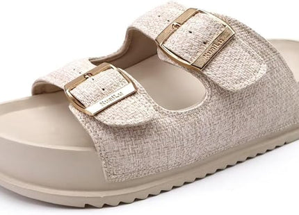 KuaiLu Women's Arch Support Double Buckle Sandals UK 5 – Ivory