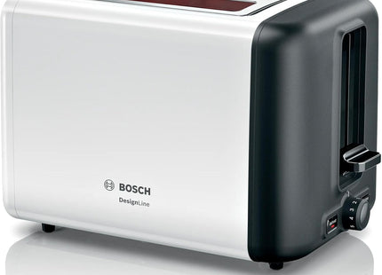 Bosch DesignLine TAT3P421GB 2-Slice Stainless Steel Toaster White 970W