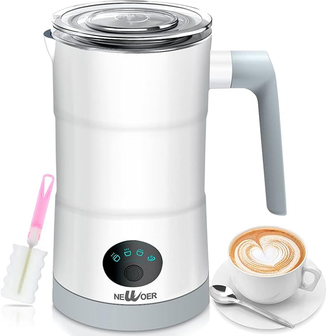 Milk Frother Electric – 4 in 1 Milk Steamer with Automatic Shut-Off – White & Blue