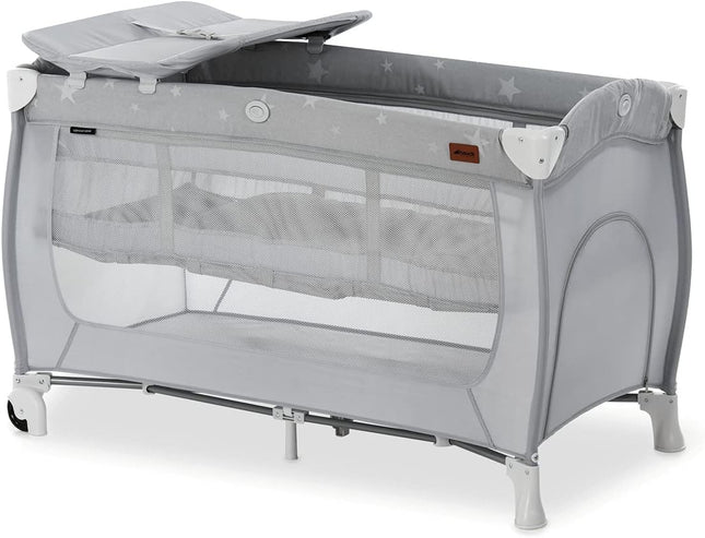 Hauck Sleep N Play Center Travel Cot Set 120 x 60cm – with Changing Mat, Stars