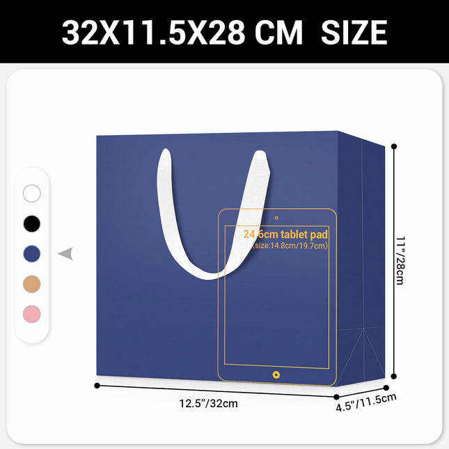 EUSOAR Large Dark Blue Gift Bags with Fabric Handles for Presents – 10 Pack
