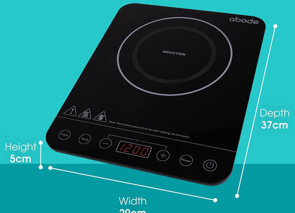 Abode AINDH1002 2000W Portable Induction Hob with Touch Control – Black