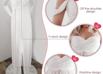 FEOYA Off-Shoulder Maternity Maxi Photoshoot Dress – White