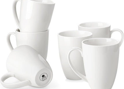 MALACASA REG Porcelain Coffee Mugs Set of 6 – 18oz Ivory White Ceramic Cups