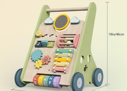 Bautia Wooden Baby Walker & Activity Centre – 10-in-1 Push Along Toy