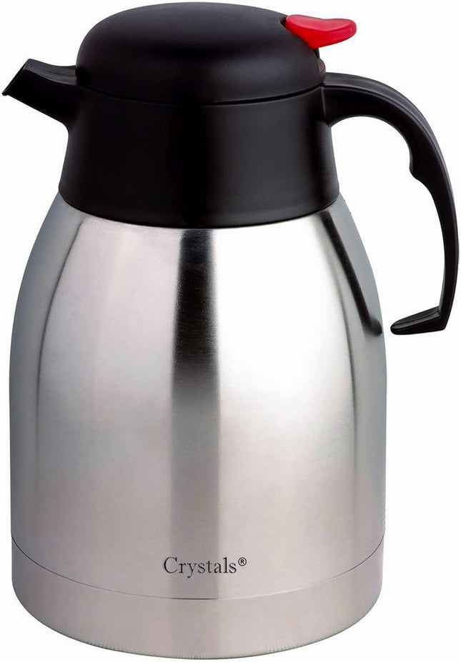 Crystals 2L Thermal Flask Coffee Carafe – Stainless Steel insulated Jug for Hot & Cold Drinks