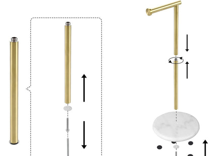 KES Freestanding Toilet Roll Holder with Marble Base SUS304 Stainless Steel Brushed Gold