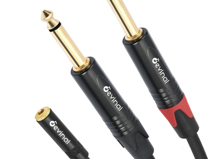 Devinal 3.5mm TRS to Dual 1/4" TS Y Splitter Audio Cable 1ft