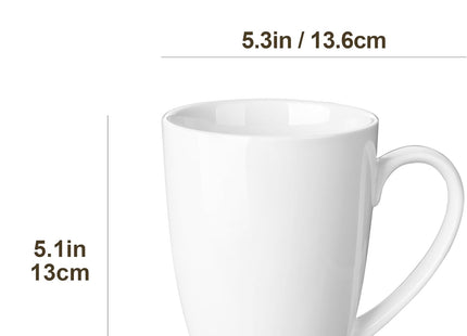 MALACASA REG Porcelain Coffee Mugs Set of 6 – 18oz Ivory White Ceramic Cups