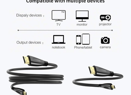 Herfair 1M Micro HDMI to Mini HDMI Cable 4K Male to Male HFR014-HDMI