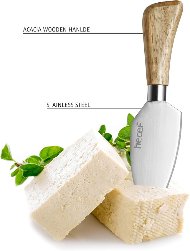 hecef Acacia Wood Cheese Board Set – Marble Tray with Stainless Steel Knife