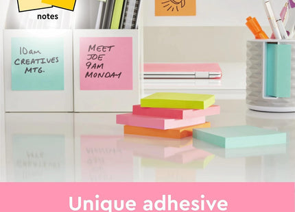 Post-it Notes – Assorted Neon Colours, 38mm x 51mm (3 Pads, 100 Sheets Each)