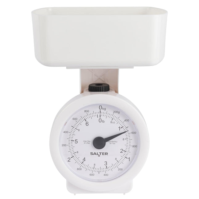 Salter Mini Mechanical Kitchen Scale with 1L Bowl – 3kg Analogue Food Scale