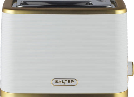 Salter Palermo 2 Slice Toaster 930W – Wide Slots, 7 Browning Levels, White & Gold