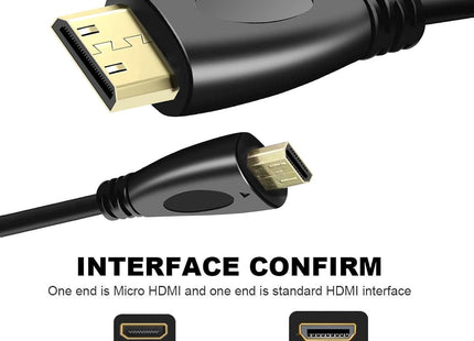 Herfair 1M Micro HDMI to Mini HDMI Cable 4K Male to Male HFR014-HDMI