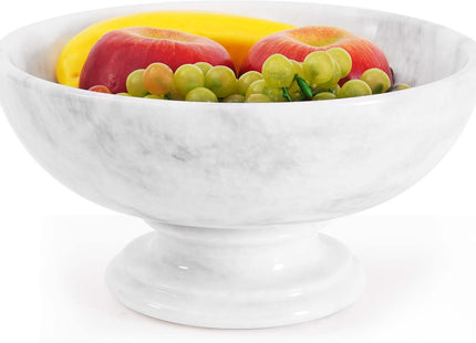 Radicaln Marble Fruit Bowl 10" – Handmade White Stone Serving Bowl
