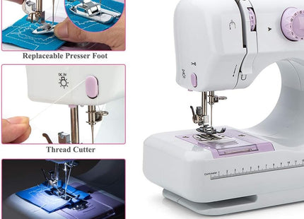Astrowinter Mini Sewing Machine 12 Stitch Patterns & Extension Table – White
