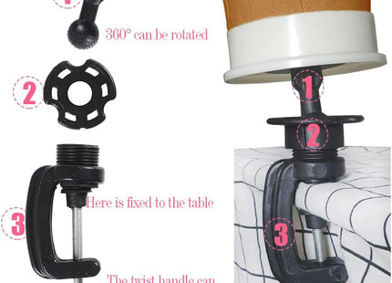 22 Inch Canvas Wig Head with Clamp Stand & Styling Accessories