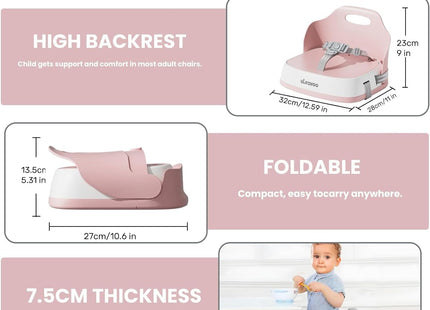 UBRAVOO Portable Booster Seat Pink – Travel Baby Dining Chair with Harness