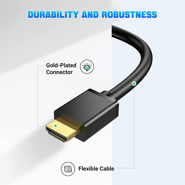 Herfair 1.8M USB-A to HDMI Charging Cable 5V Male to Male (Only for Charging) - Black