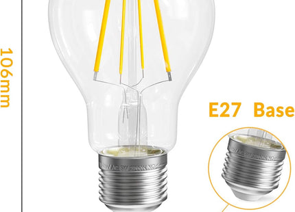 QNINE E27 LED Edison Filament Bulbs 5W 500lm Warm White 2700K – 3 Pack
