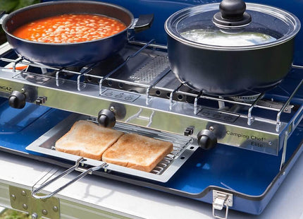 Campingaz Chef Folding Double Burner Gas Stove & Grill 3 x 1.5kW with Piezo Ignition – Blue