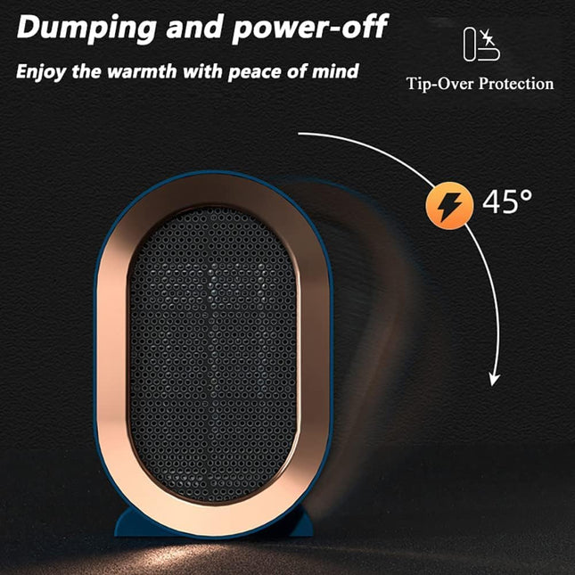 Warmool Portable PTC Ceramic Heater – Quiet Desktop Electric Fan Heater Blue