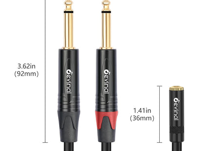 Devinal 3.5mm TRS to Dual 1/4" TS Y Splitter Audio Cable 1ft
