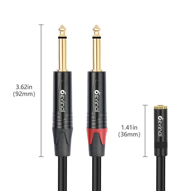 Devinal 3.5mm TRS to Dual 1/4" TS Y Splitter Audio Cable 1ft