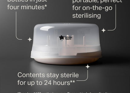 Tommee Tippee Microwave Steam Baby Bottle Steriliser – 4-Minute Cycle, Holds 4 Bottles