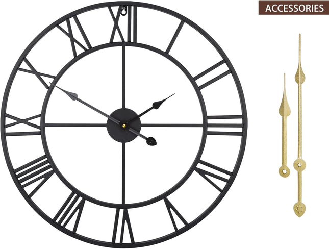 HAITANG Vintage Large Wall Clock 47cm – Silent Non-Ticking Numeral Clock