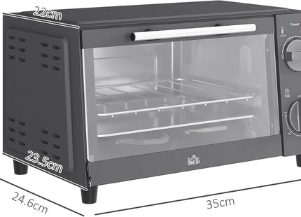 HOMCOM 9L Mini Oven – Compact Countertop Electric Grill & Toaster Oven, 750W Grey
