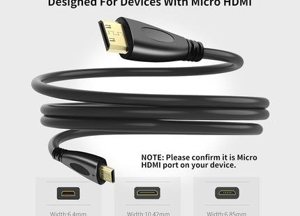 Herfair 1M Micro HDMI to Mini HDMI Cable 4K Male to Male HFR014-HDMI